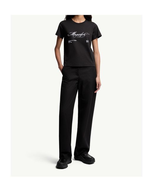 Moncler Black Logo Embroidered Crewneck T-Shirt