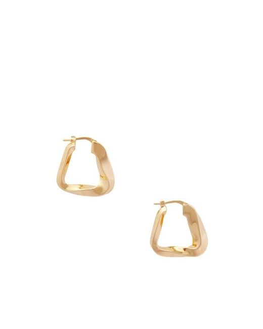 Bottega Veneta Metallic Small Twist Triangle Hoop Earrings