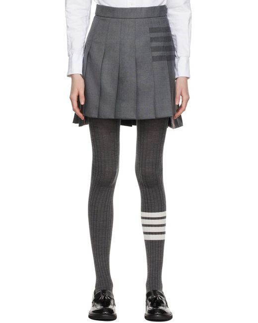 Thom Browne Gray 4 Bar Striped Pleated Mini Skirt