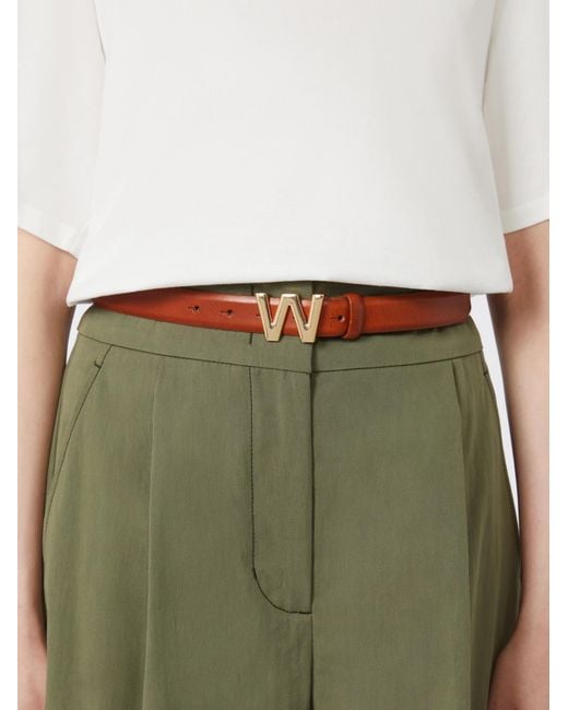 Weekend by Maxmara Brown Logo Plaque Buckle Belt