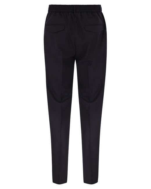Peserico Blue Drawstring Virgin Wool Pants for men