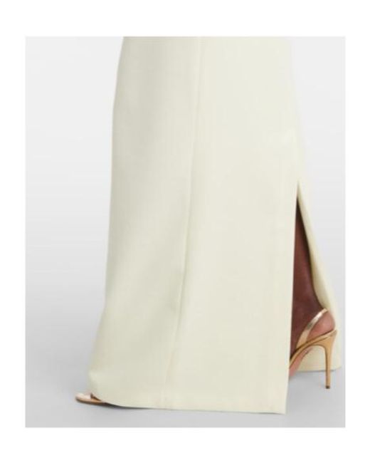 Safiyaa White Holliana Satin-Trimmed Crepe Gown