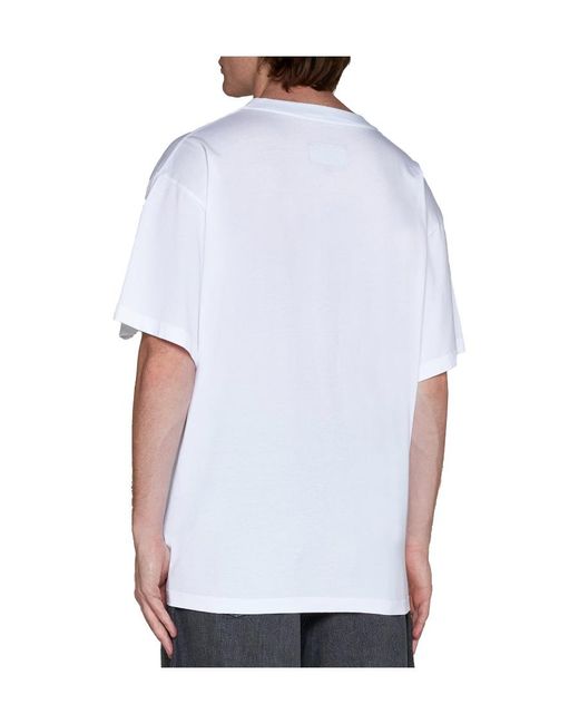 MM6 by Maison Margiela White Logo Patch Crewneck T-Shirt for men