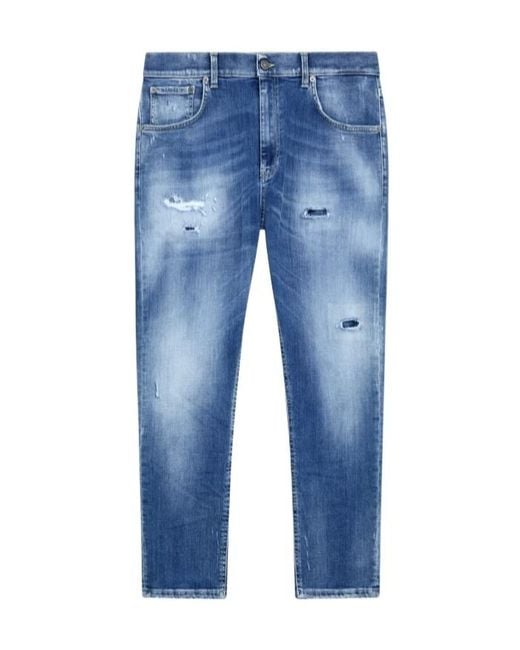 Dondup Blue Pierced Jeans for men