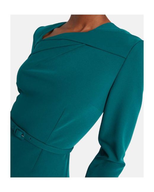 Roland Mouret Green Belted Crêpe Midi Dress