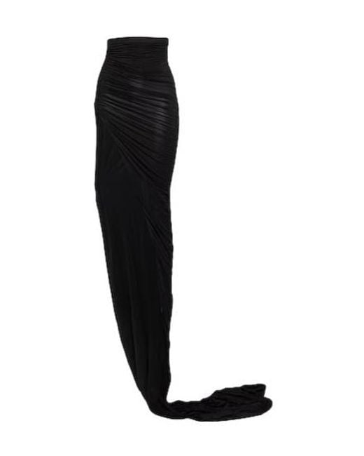 Rick Owens Black Minimalist Solid Color Bodycon Skirt