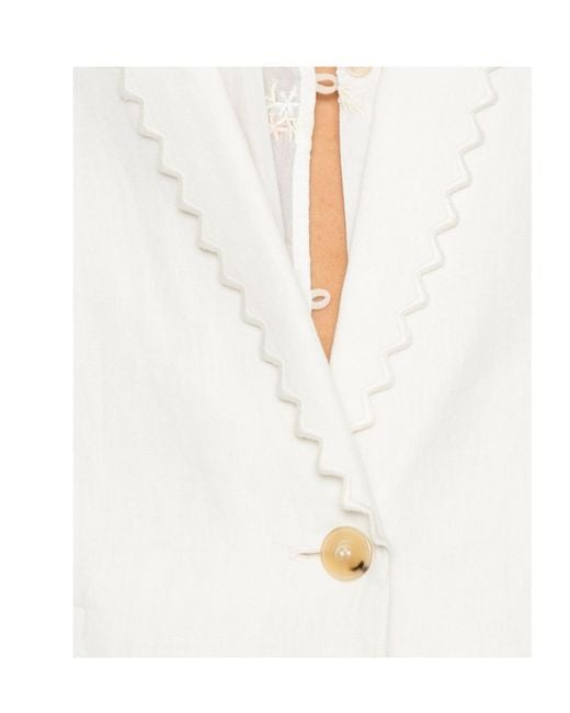 Forte_forte White Notched-Lapel Single-Button Jacket