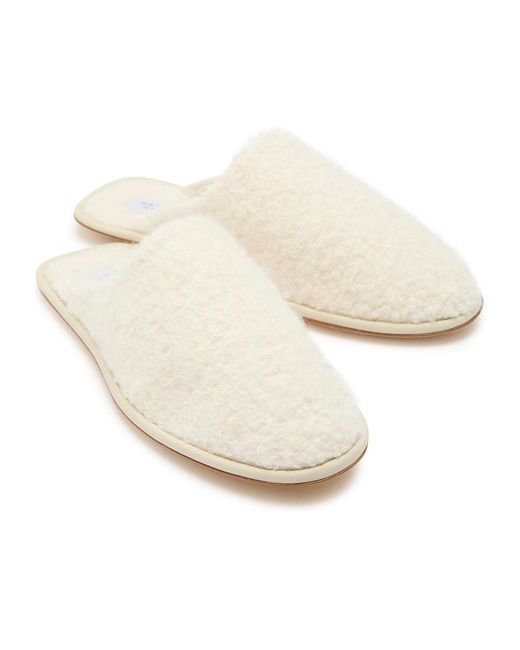 Gabriela Hearst White Bristol Cashmere Bouclé Slipper Flats