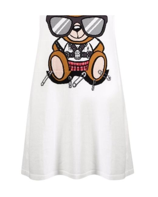 Moschino White A Round-Necked Logo Dress