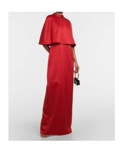 Carolina Herrera Red Shawl Satin Dress