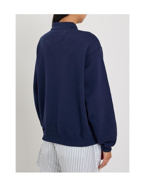 Polo Ralph Lauren Blue Embroidered Cotton-Blend Polo Sweatshirt
