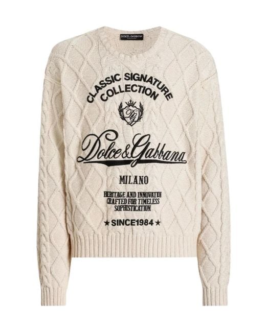 Dolce & Gabbana White Cotton-Blend Logo Sweater for men