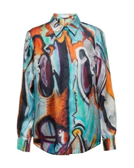 Gabriela Hearst Blue Henry Print Silk Shirt