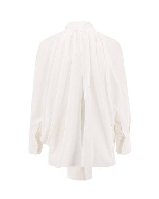 Max Mara White Bow-Detail Silk Top