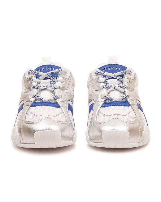 Versace Blue Mesh Lace-Up Sneakers for men