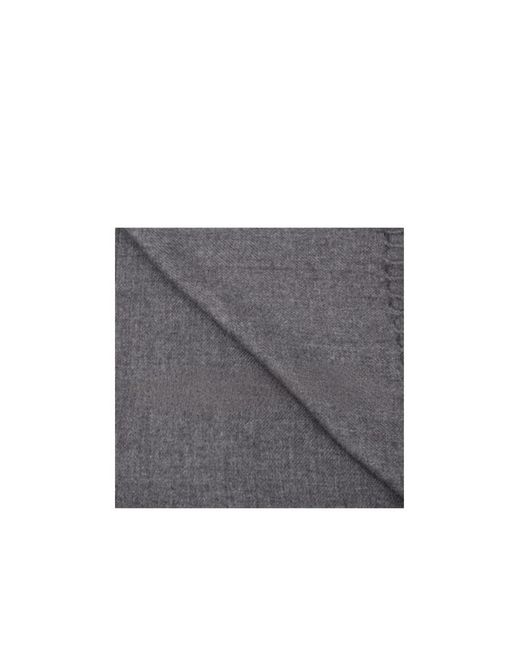 Emporio Armani Gray Logo Detailed Fringed Scarf for men