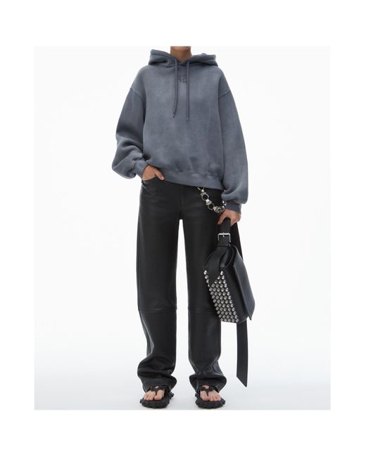 Alexander Wang Blue T By Structured Terry Puff Logo Hoodie