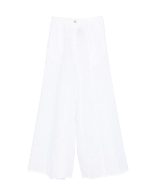 Semicouture White Kym Linen Trousers