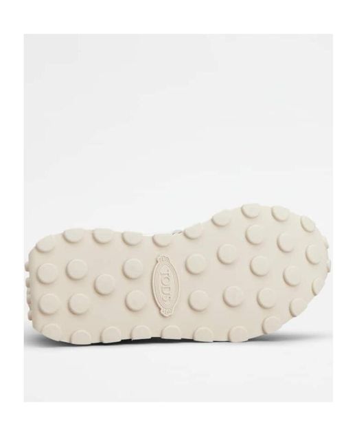Tod's White Panelled Round Toe Sneakers