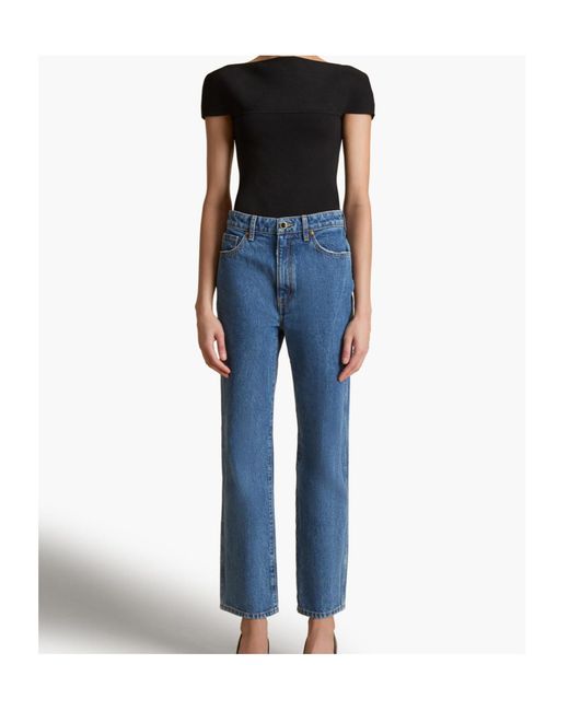 Khaite Blue Abigail Straight-Leg Jeans
