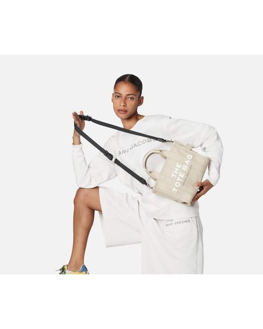 Marc Jacobs Natural Logo Printed Zip-Up Small Tote Bag