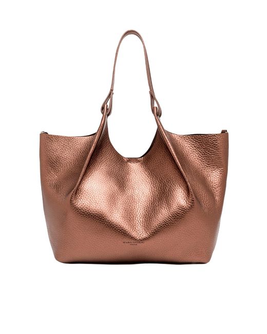 Gianni Chiarini Brown Large Dua Leather Shoulder Bag