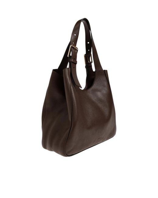 Furla Brown Buckle-Detail Leather Tote Bag