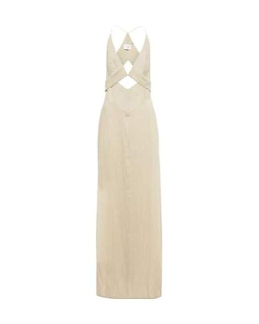 Galvan White Isola Linen-Blend Halterneck Maxi Dress