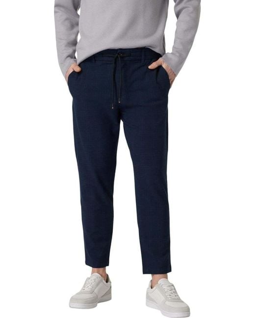 Boss Blue Elasticated-Waist Tapered Chinos for men