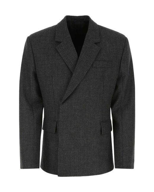 Prada Black Double-Breasted Long Sleeved Blazer for men