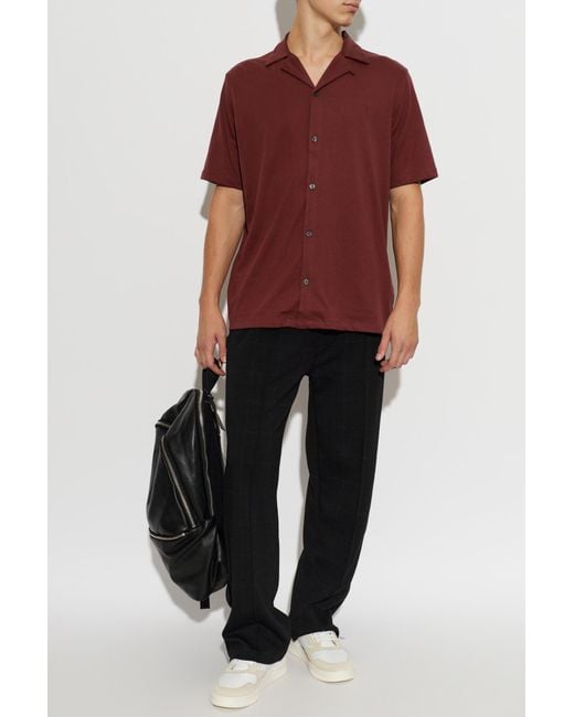 AllSaints Red Hudson Camp-Collar Shirt for men