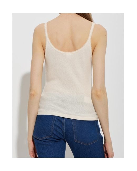 Re/done White Lace Strap Tank Top