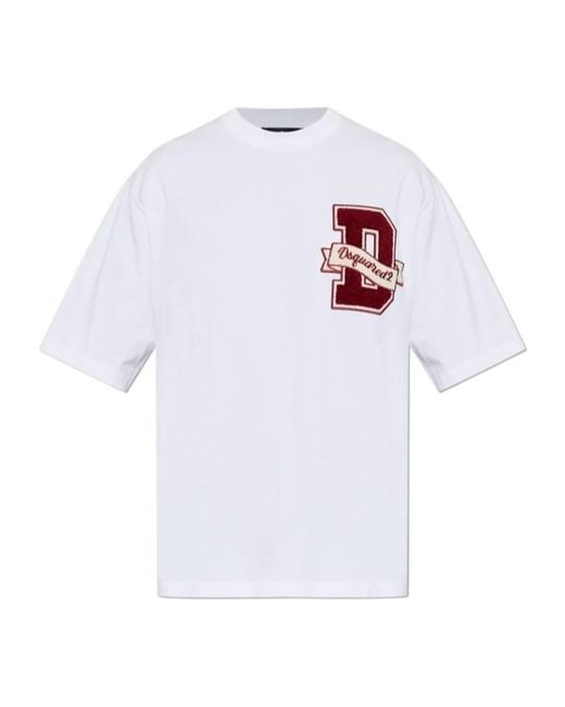DSquared² White Logo-Patch T-Shirt for men