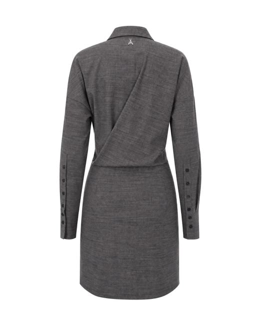 Patrizia Pepe Gray Long-Sleeve Mini Dress