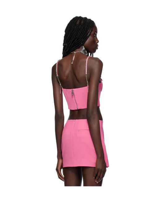Area Red Butterfly-Appliqué Wool Bustier Top