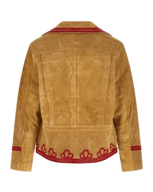 Bode Brown Trefoil Long-Sleeved Leather Jacket for men