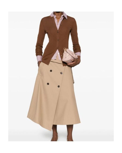 Prada Brown Ribbed Knit Wool Cardigan