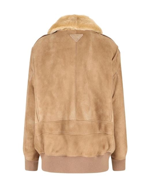Prada Natural Logo Detailed Long-Sleeved Jacket