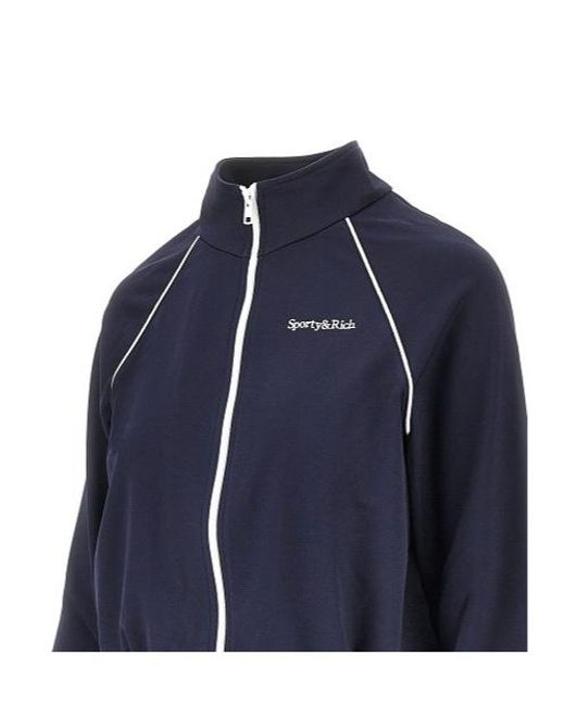 Sporty & Rich Blue Sweatshirt Serif Logo Retro Track