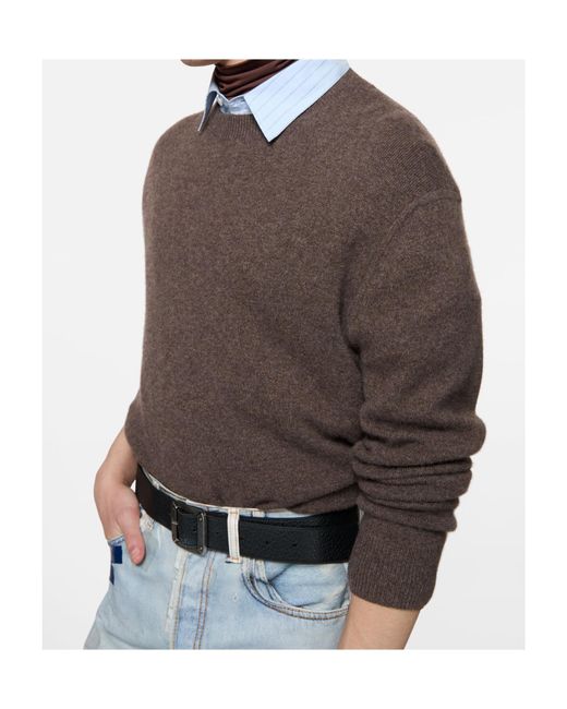 Acne Brown Cashmere Sweater With Logo for men