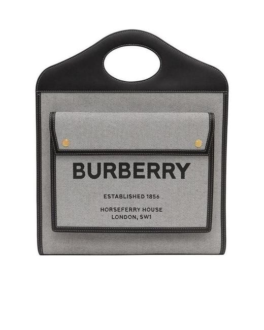 Burberry Gray Medium Pocket Tote Bag