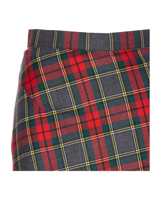Vivienne Westwood Red Checked Asymmetric Midi Skirt
