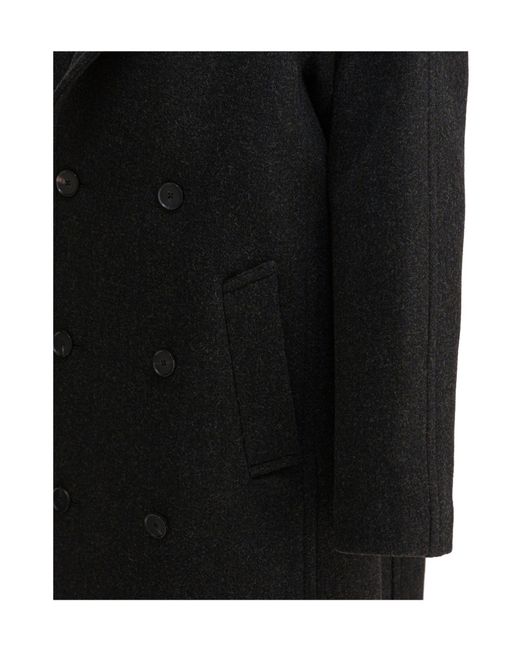 Auralee Black Double-Breasted Coat for men