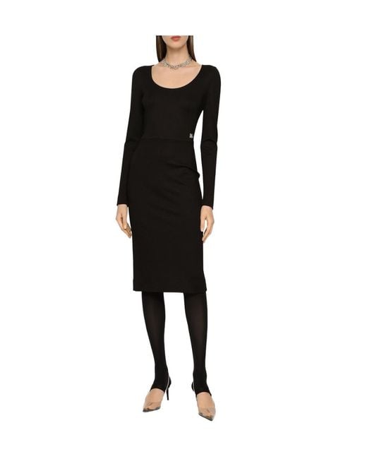 Dolce & Gabbana Black Dg Logo Midi Dress