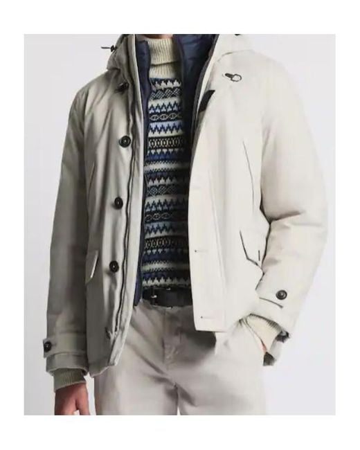 Fay White Padded Hooded Coat for men