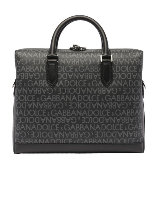 Dolce & Gabbana Black Logo Plaque Medium Briefcase for men