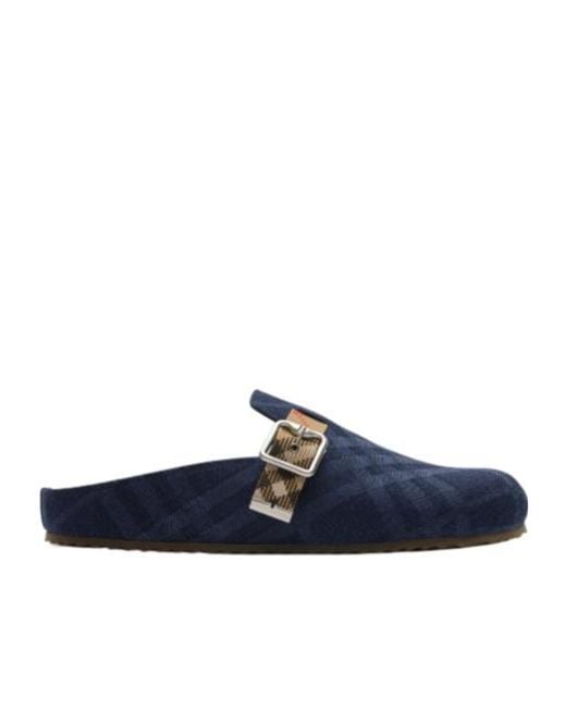 Burberry Blue Checked Urchin Clogs for men