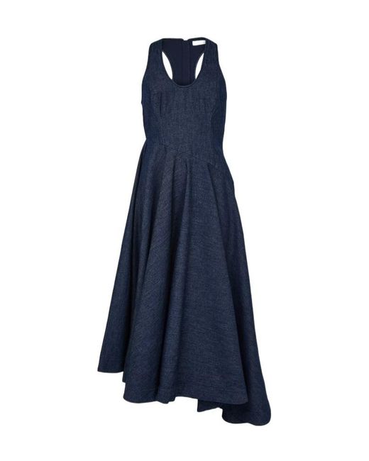 Zimmermann Blue Denim Dress With Plunging Neckline