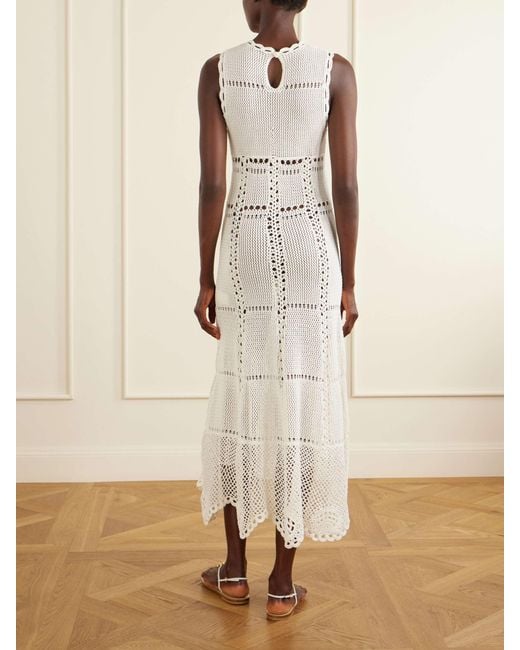 Erdem White Crocheted Cotton Midi Dress