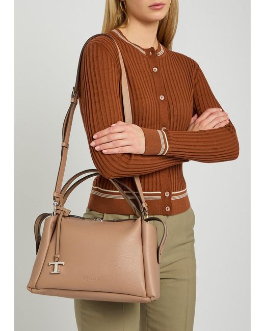 Tod's Brown Grained Leather Top Handle Bag